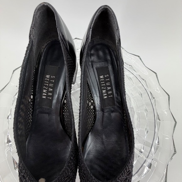 Stuart Weitzman Black Mesh Block Heel Pumps Womens Size 9.5 See pic & size chart - Picture 4 of 12
